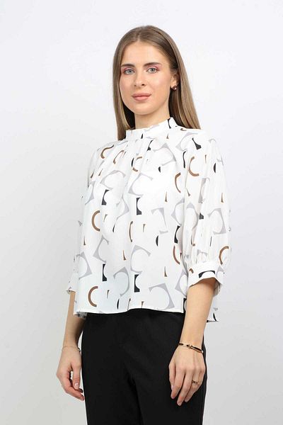 Nichii Women’s Printed 3/4 Sleeve Blouse with Neckline