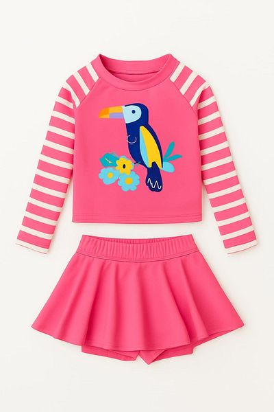 My Kids Wear Costum de baie cu model pentru fete cu detaliu de fusta 3-10 ani 11917