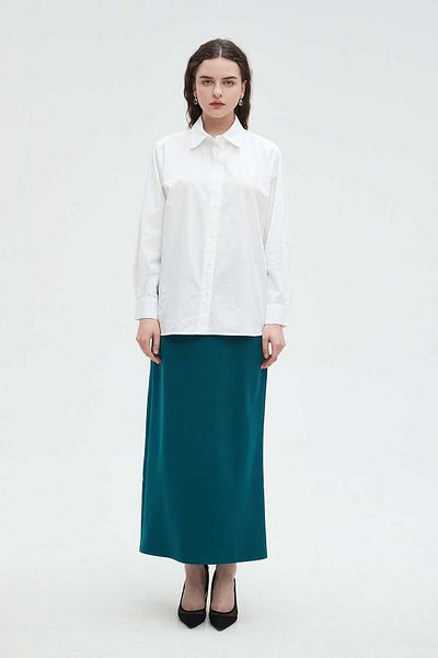 Nichii Women's Solid Button-Up Long Sleeve Shirt