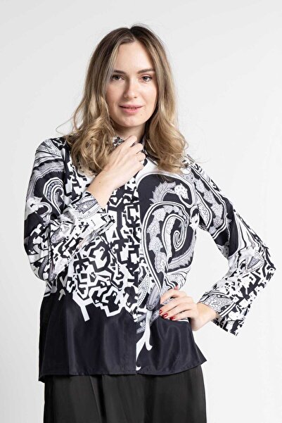 Nichii قميص نسائي مطبوع بأكمام طويلة