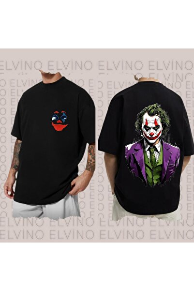 Harajuku Style Negru cu imprimeu Joker, supradimensionat, unisex, pentru feme...