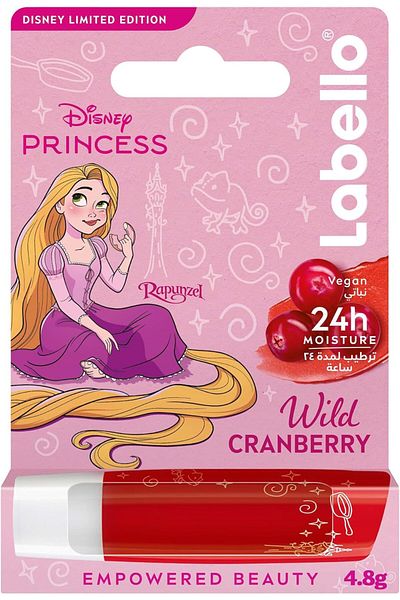 NIVEA Disney Princess Lip Balm - Rapunzel, Cranberry Flavor, 24 Hours Moisture, Natural Ingredients, Vegan
