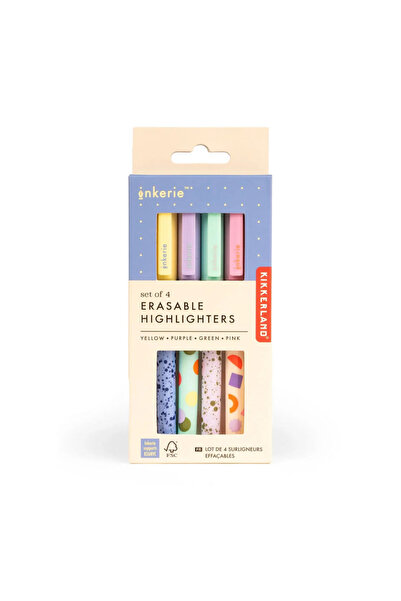 Kikkerland قلم تحديد قابل للمسح 4 ألوان
