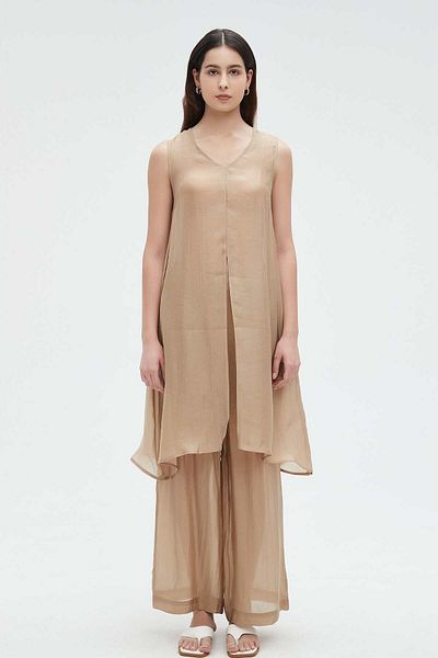 Nichii Women's Long Open-Front Plain Blouse