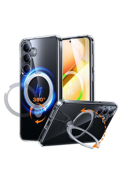 TORRAS جراب دوار 360 درجة لهاتف Samsung Galaxy S25 مع حامل