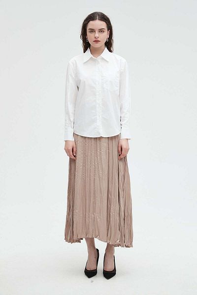 Nichii Women's Short Sleeve Solid Blouse with Collar