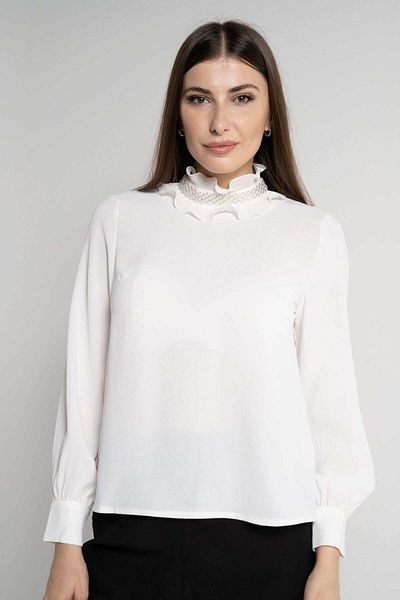 Nichii Women's Long-Sleeve Ruffled Collar Blouse