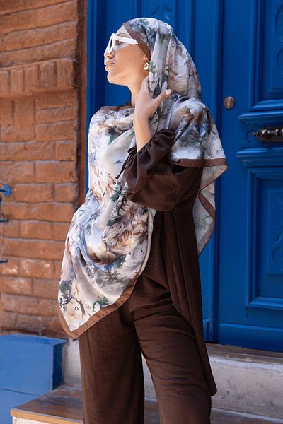 Oxygen Scarfs Mystic Bloom Pattern Cotton Silk Shawl