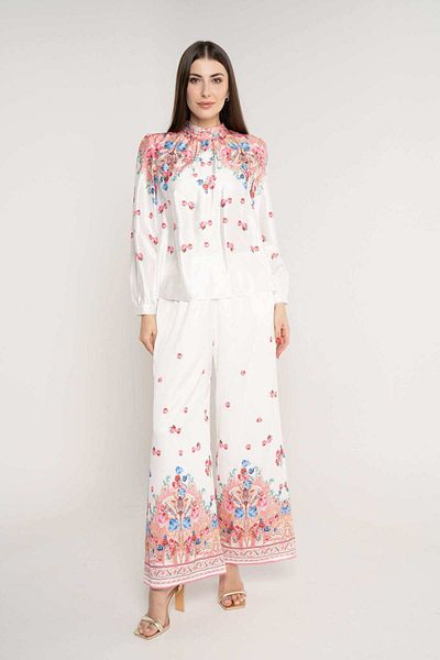 Nichii Women's Long Wide Patterned Pants