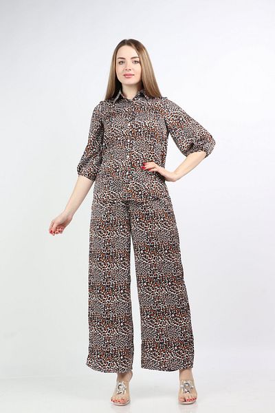 Nichii Women's 3/4 Sleeve Front Button Tiger Print Shirt
