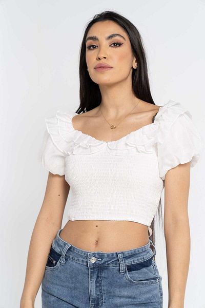 Nichii Short Stretchy Blouse with Short Sleeves