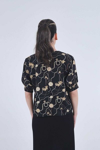 Nichii Women's Puff Sleeve Printed Blouse