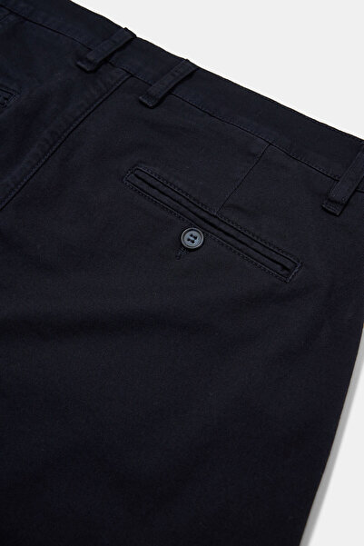 W Collection Dark Blue Cotton Elastane Buttoned Bermuda