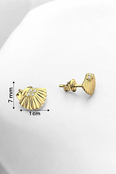 jelux silver Gümüş 925 Ayar Zirkon Taşlı Istiridye Küpe