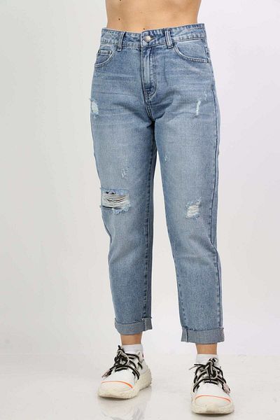 Nichii Distressed Cropped Jeans with Frayed Hem