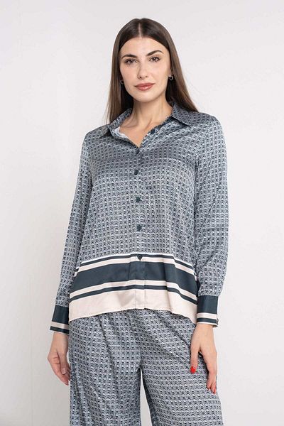 Nichii Button-Down Long Sleeve Patterned Shirt