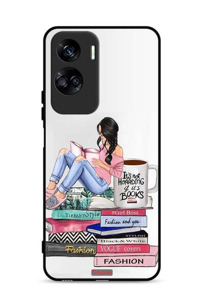 Tolwak غطاء حماية لهاتف Honor 90 Lite 5G، تصميم فتاة وكتب أزياء فنية
