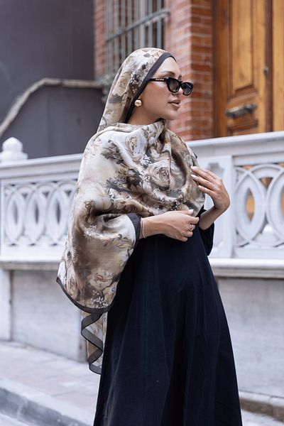 Oxygen Scarfs Şal din mătase din bumbac cu model Mystic Bloom
