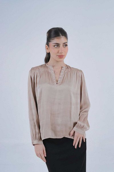 Nichii Classic Solid Button-Up Women's Long Sleeve Blouse with Cuffs