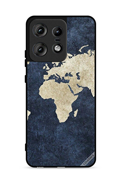 Covernex Motorola Edge 50 Pro 5G Protective Case Cover Map On Jeans Pattern