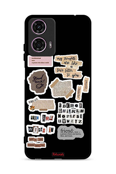 Tolwak غطاء حماية لهاتف موتورولا موتو جي 24 4G بملصقات عبارات الحظ السعيد