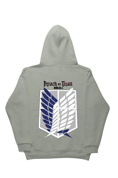 By Caspita Fashion Lenithra Attack on Titan Back Printed Unisex Oversize Gray Hoodie