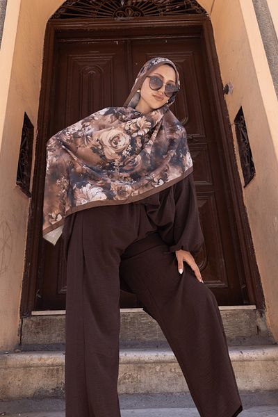 Oxygen Scarfs Mystic Bloom Pattern Cotton Silk Shawl