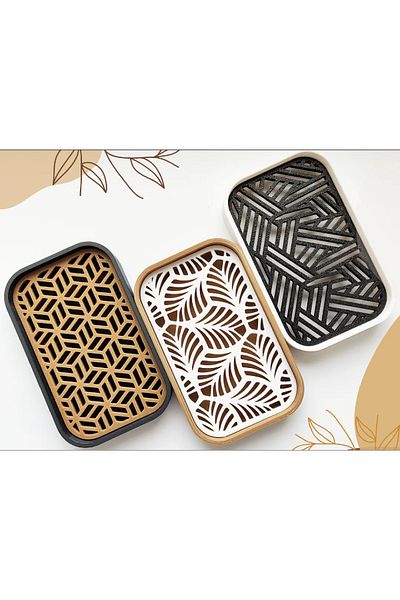 Wuun Store Комплект от 3 сапунерки за баня от масивна пластмаса Декоративна сапунерка