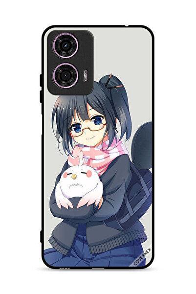 Covernex غطاء حماية لهاتف موتورولا موتو جي 24 4G، صورة فتاة تحمل حيوانًا أليفًا