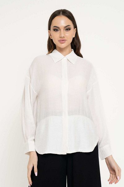 Nichii Women's Solid Long Sleeve Button-Up Shirt with Collar