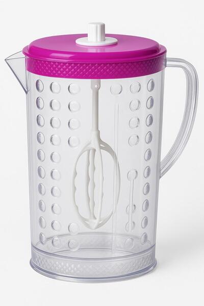 moda armanc Mikserli Akrilik Sürahi – Manuel Karıştırıcılı Şeffaf Renkli Kapa...