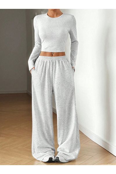 CANDERO Women's Gray Baggy Battal Plus Size Sportswear Quality Loose Fit Stretchy Comfortable Fabric Sweatpants Yus