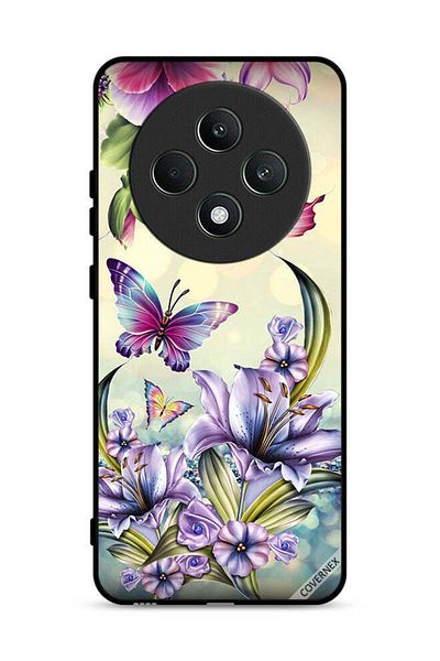Covernex غطاء حماية لهاتف Oppo Reno12 F 4G بنقشة زهور أرجوانية وفراشات