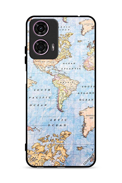 Covernex غطاء حماية لهاتف موتورولا موتو جي 24 4G بتصميم خريطة العالم