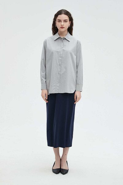 Nichii Women's Solid Button-Up Long Sleeve Shirt