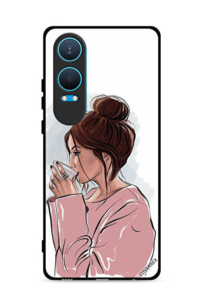 Covernex غطاء حماية لهاتف OnePlus Nord CE4 Lite 5G برسم فتاة تشرب الشاي