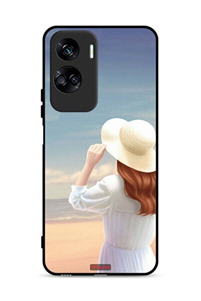 Tolwak غطاء حماية لهاتف Honor 90 Lite 5G بطبعة فتاة قبعة واقفة