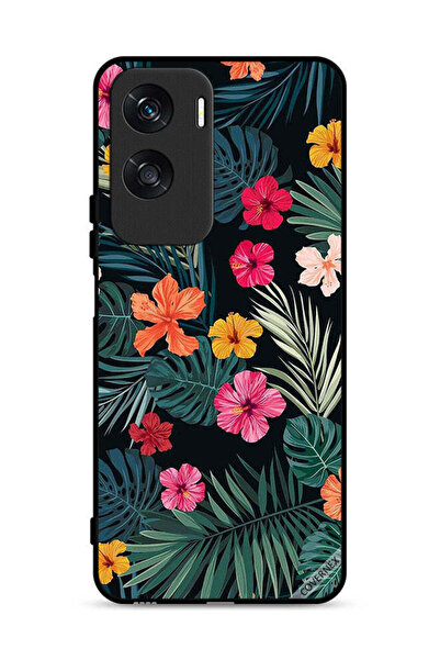 Covernex غطاء حماية لهاتف Honor X50i 5G بنقشة زهور متعددة الألوان وريش أخضر داكن