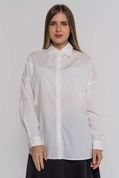 Nichii Women’s Solid Shirt with Wide Collar and Long Sleeves