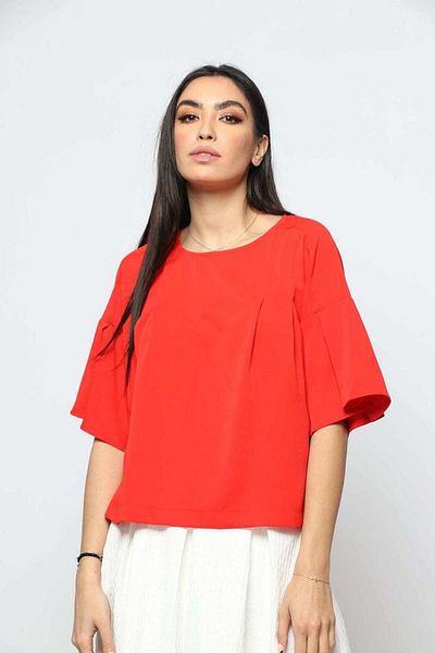 Nichii Women's Solid Short Sleeve Loose Blouse