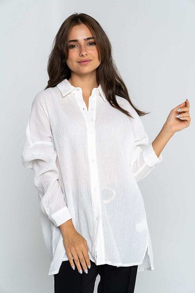 Nichii Women's Long Side-Open Shirt with Long Sleeves