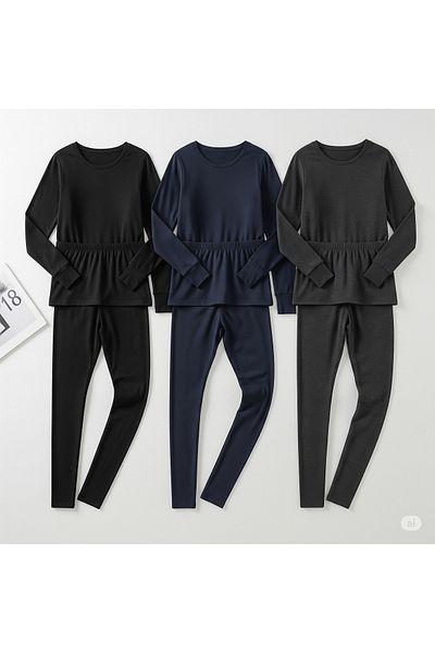 Isıl Termal |   Winter Super 3' Pack Thermal Suit Bottom and Top (Navy Blue Anthracite Black) Unisex