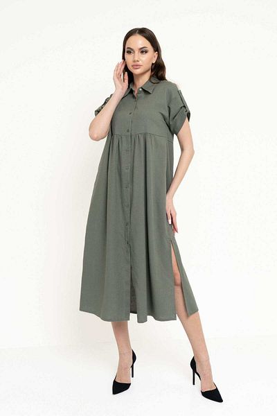 Nichii Wide Midi Shirt with Front Buttons and Half Sleeves