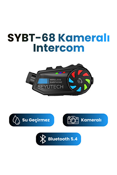 SEYUTECH SYBT-68 Kameralı Bluetoothl 5.4 Motosiklet Kask Kulaklık Intercom RGB Işıklı Motorsiklet Interkom