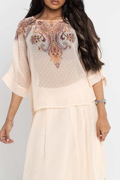 Nichii Short Sleeve Printed Blouse