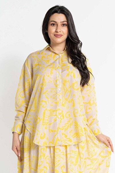 Nichii Women's Long Sleeve Button-Front Printed Shirt