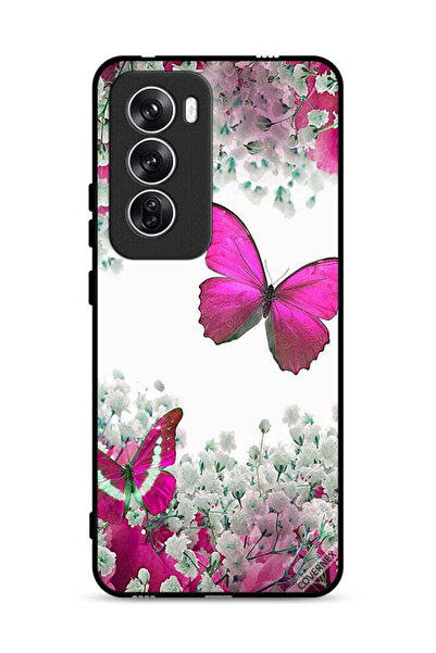 Covernex غطاء حماية لهاتف Oppo Reno12 5G برسومات فراشات جميلة وورود صغيرة