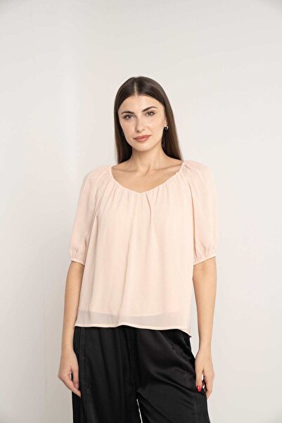 Nichii Solid 3/4 Sleeve Blouse with Round Neck