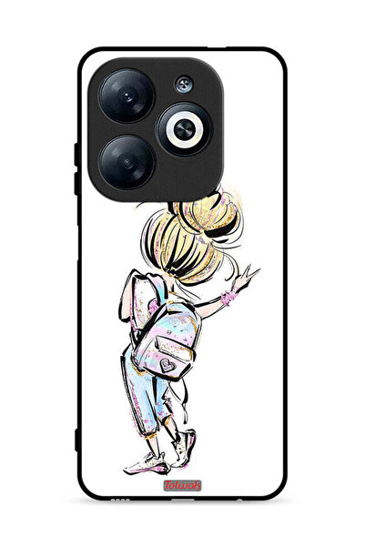 Tolwak غطاء حماية لهاتف إنفينيكس سمارت 8 4G، رسمة فتاة العودة إلى المدرسة