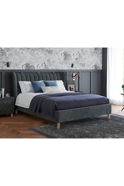 modern suite Narcissus | Single bed, velvet fabric, size 100*200*120 cm, gray color